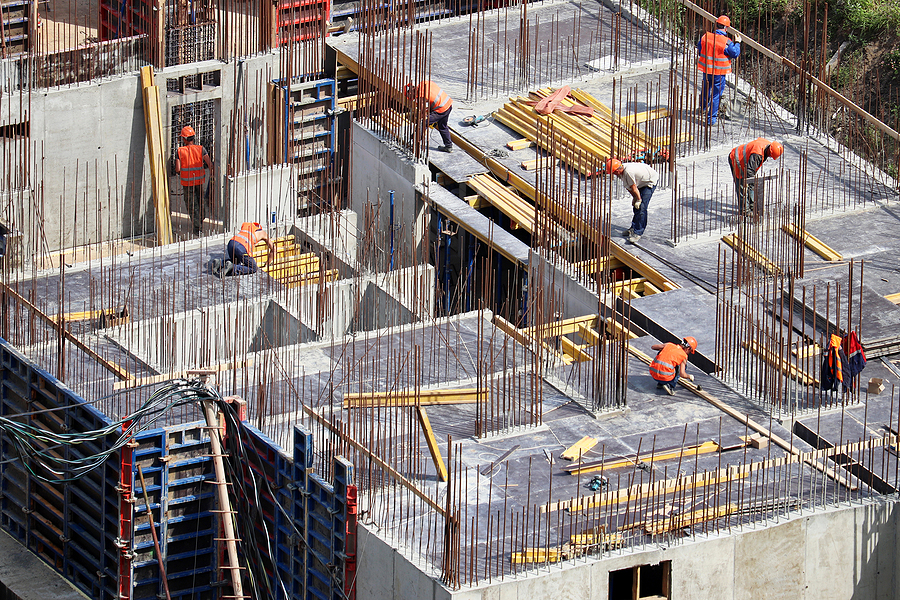 Workers on a residential development site